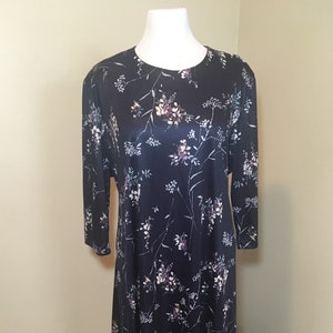 Rare Anthony Richards Vintage Plus Size Women&#39;s Navy Floral Belted Dress - Size 26 1/2