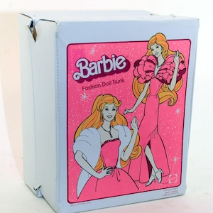 Vintage 1982 Pink and White Barbie Fashion Doll Trunk by Mattel