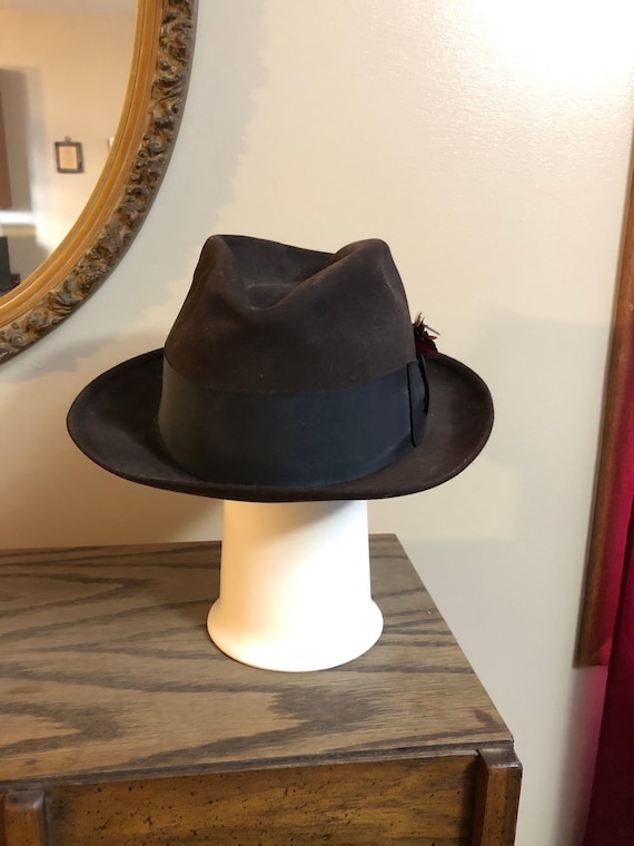 Vintage Dobbs Fifth Avenue Brown and Black Fedora