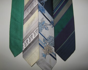 Corbatas vintage azules y verdes para hombre