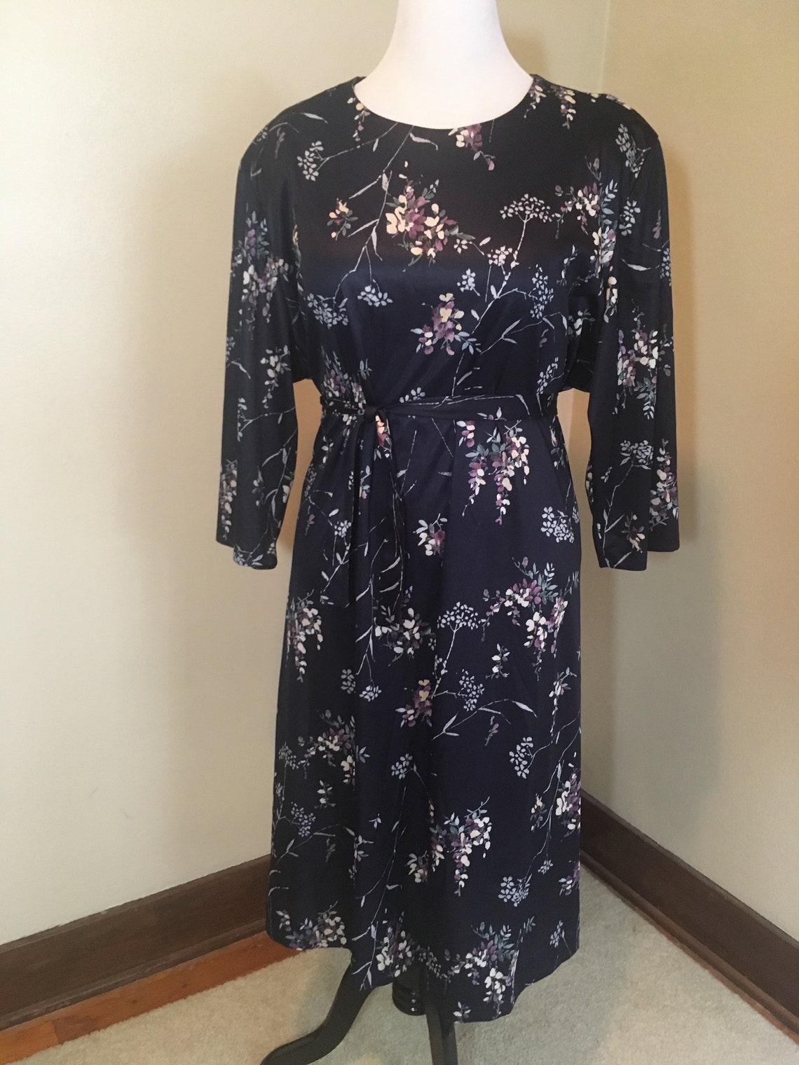 Rare Vintage Plus Size Anthony Richards Navy Floral Dress - Etsy