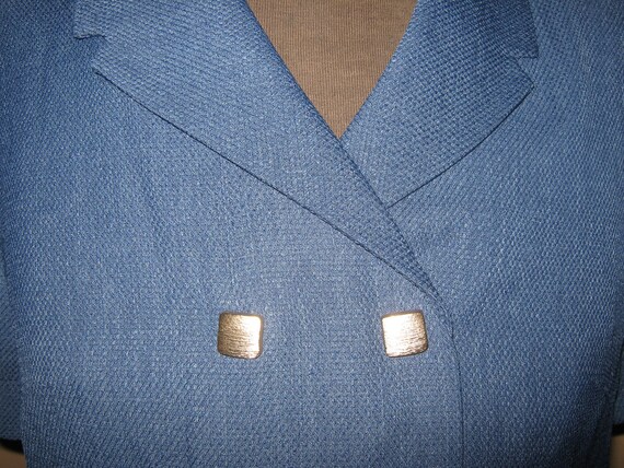 1980's Retro Navy Blue Power Suit Dress ~ Approx … - image 7