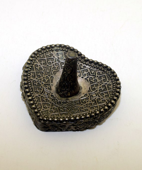 Vintage Ornate Vanity Pewter/Silver Ring Holder - image 1