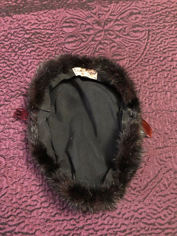 1950's Vintage Dark Brown Fur Juliette Cap Hat - image 6
