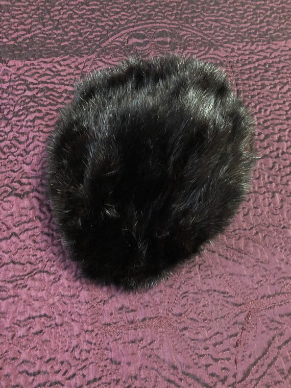 1950's Vintage Dark Brown Fur Juliette Cap Hat - image 4