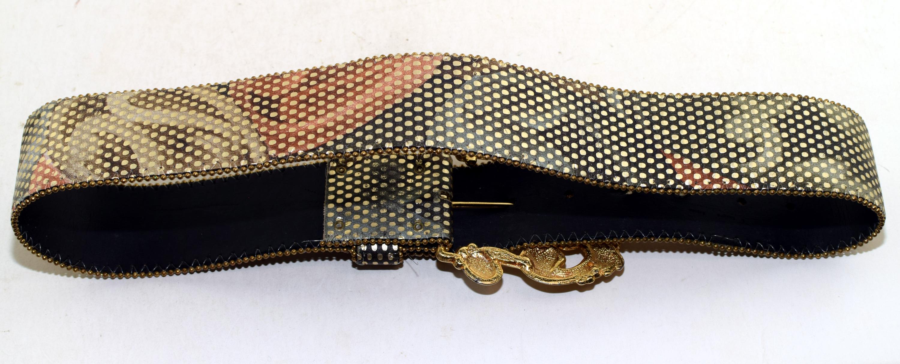 1980s Vintage Gold and Black Statement Buckle Elite Fresno, California Belt Elite Fresno Belt - Etsy main image 2