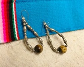 VinTAGE STERLING and TiGER 39 S EYE EARRINGS, NaTiVE AMERICaN iNdiAN NavAJO, sTERLiNG SiLVER JeWELry, WeSTERN BoHo ChiC ViNTAGE JewELRY