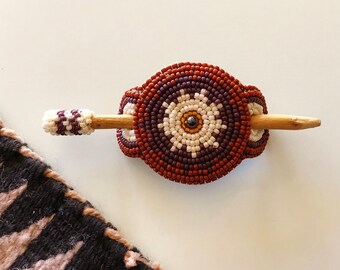 Beaded Navajo Hair Bun Barrette Native American Indian Etsy