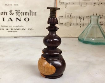 AnTIQUE LiGNUM ViTAE WOOD and BrASS WaX STAMP SEAL, 1870-1880 English AntiQUE TrEENWARE WooD, LeTTER WriTiNG Wax Seal Breaker, CrOSSHATCH