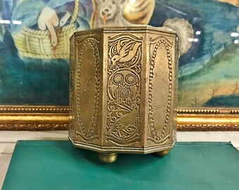 2 Patina Raw Brass Owl with Top Hat Stamping 68mm