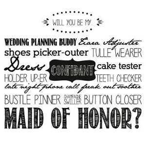 Will You be my maid of honor?  - 5.5x5.5 White Printable Digital File