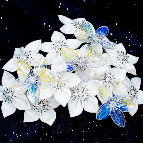 Silk & Glass Flowers Kanzashi