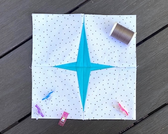 Bloque de edredón de patchwork de papel Skinny Star Foundation / Patrón FPP en PDF