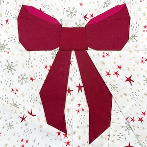 Bloque de edredón con patchwork de papel con base de lazo hermoso / Patrón FPP en PDF