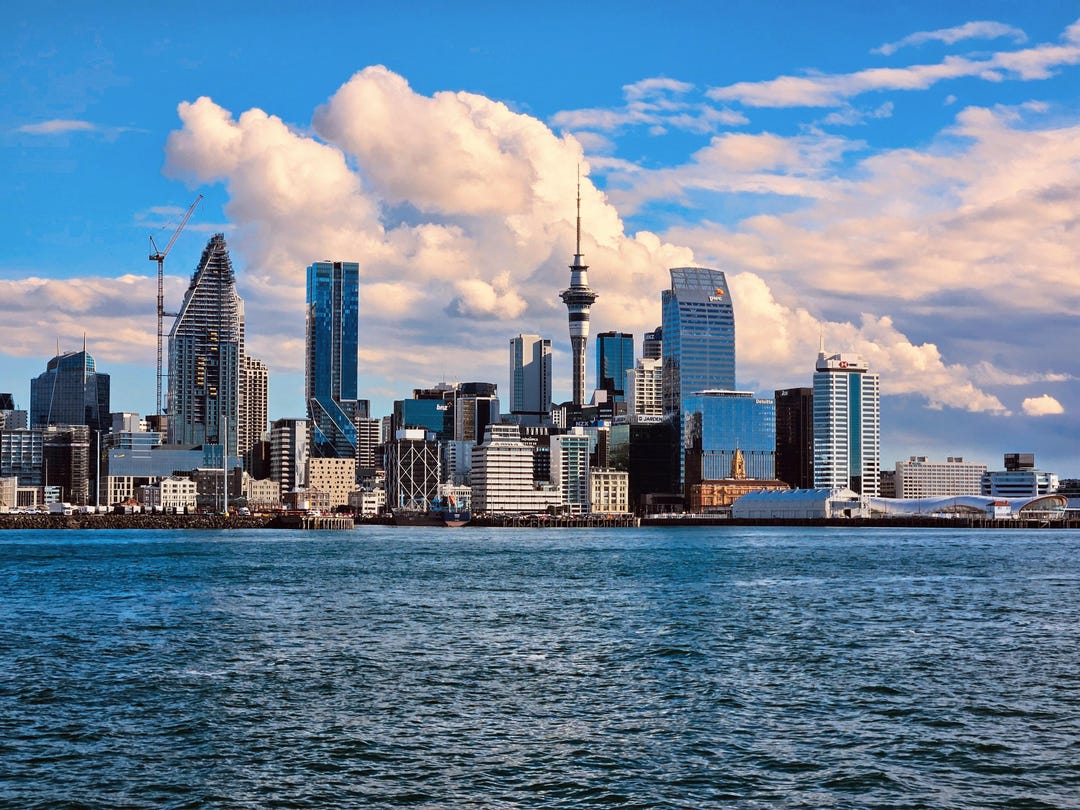 Auckland New Zealand Skyline Harbor Cityscape Wall Color Art Print ...