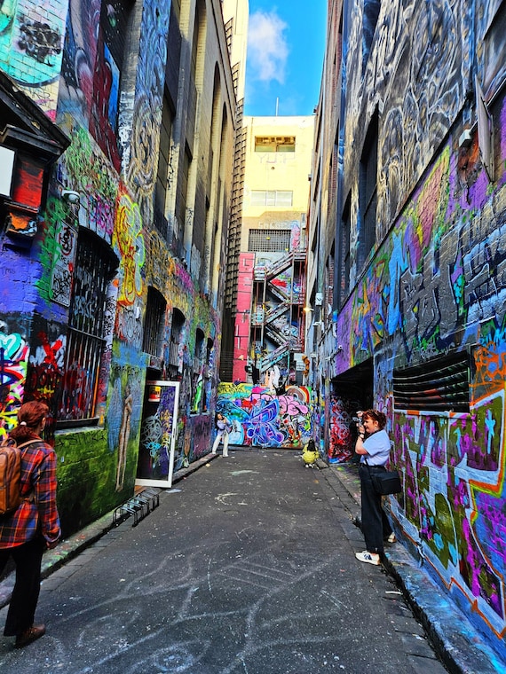Melbourne Laneway Alley Graffiti Print Wall Art Canvas Glossy