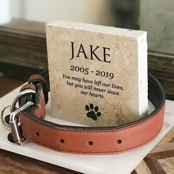 Memorial Pet Marble Plaque - Personalised Engraved Dog Cat Marble Stone Plaque Head Grave Stone