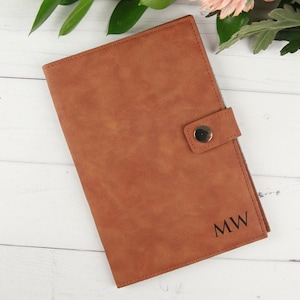 Initials Passport Holder - Personalised Engraved Name Initials Message Tan Brown Leatherette Travel Passport Holder Wallets Birthday Gift