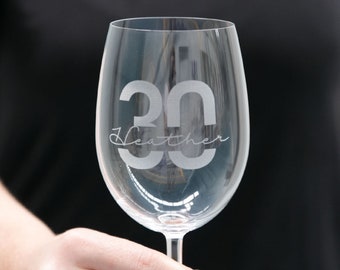 Birthday Name Wine Glass - Personalised Engraved Milestone 360ml Premium European Wine Glass 18th 21st 30th 40th 50th 60th