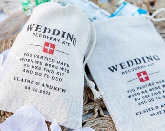 30-150 Wedding Hangover Kits - Personalised Printed Bride and Groom Name Hangover Survival Gift Bags Favours Bonbonniere