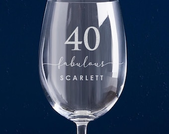 Personalised 40th Birthday Wine Glass - Engraved Name, 360ml