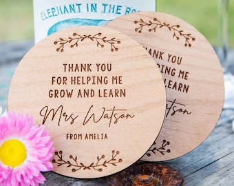 Teacher Coaster - Free Custom Artwork, Personalised Engraved Wooden Teacher Coaster