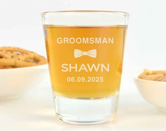 Bridal Party Name Shot Glass - Personalised Engraved Initials Monogrammed Groom Best Man Bridesmaid  Bride Groom Wedding Shot Glasses