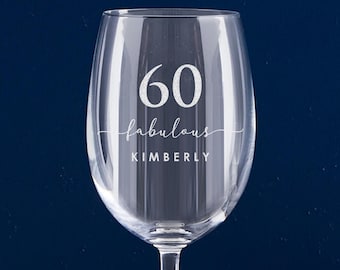 Personalised 60th Birthday Wine Glass - Engraved Name, 360ml