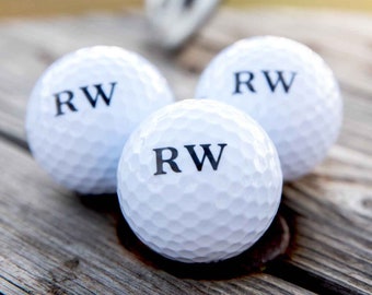 3x Initials Golf Balls - Personalised Printed Monogrammed Initials Golf Balls Set of 3 Birthday Christmas Present