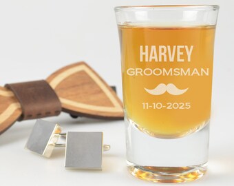 Bridal Party Name Shot Glass - Personalised Engraved Initials Monogrammed Groom Best Man Groomsman Groomsmen Bridesmaid Wedding Shot Glasses