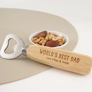 Fathers Day Personalised Engraved Wooden Handle Beer Bottle Opener Present Gift