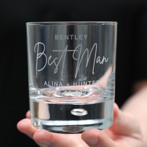 Groomsmen Name Scotch Glass - Personalised Engraved Name Initials Wedding Best Man Groom Groomsman Bridal Party Whiskey Bourbon Glasses