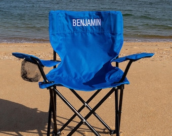 Child’s Personalised Foldable Chair – Custom Embroidered Kids Outdoor Chair - Toddler Camping Seat with Bag - Custom Gift for Boys or Girls