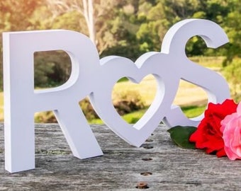 20h cm Bride & Groom Initials Sign - Personalised Premium Wedding White Freestanding Initials Wedding Reception Set Bridal Table