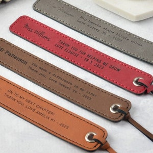 Teacher Bookmarks - Personalised Engraved Leatherette Bookmark Gift for Teacher Appreciation