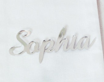 25-200 Wedding Place Cards - Laser Cut Guest Names Silver Gold Acrylic Wedding Reception Table Place Cards