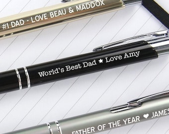 Fathers Day Name Pen - Personalised Engraved Gold Black Silver Premium Gift Boxed Pen Present Gifts for Him Men Dad Grandpa Grandfather