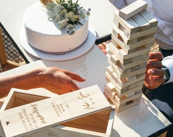 Wedding Guest Book - Personalised Engraved Name Wooden Tumbling Block Tower Wedding Reception Decor Wedding ideas Bride Gift