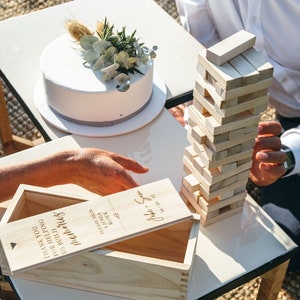 Personalised Wooden Wedding Guest Book with Engraved Names and Date, Rustic Custom Sign-In Book for Ceremony or Reception Decoration