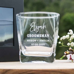 Groomsmen Name Whiskey Glass Personalised Engraved Initials Premium European Wedding Groomsman Groom Best Man Scotch Bourbon Glasses image 1