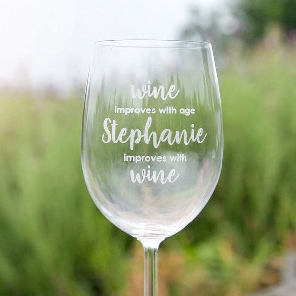 Name Wine Glass - Personalised Engraved Premium European Cheeky Glass 360ml Barware Wine Glass Birthday Christmas Anniversary