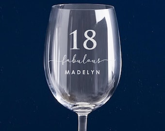 Personalized 18th Birthday Wine Glass - Engraved Name, 360ml