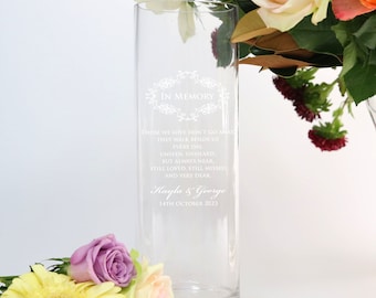 Memorial Wedding Vase - Personalised Engraved Name Memory Special Love Ones Past Details Wedding Reception Ceremony Decor Bride Groom Gift