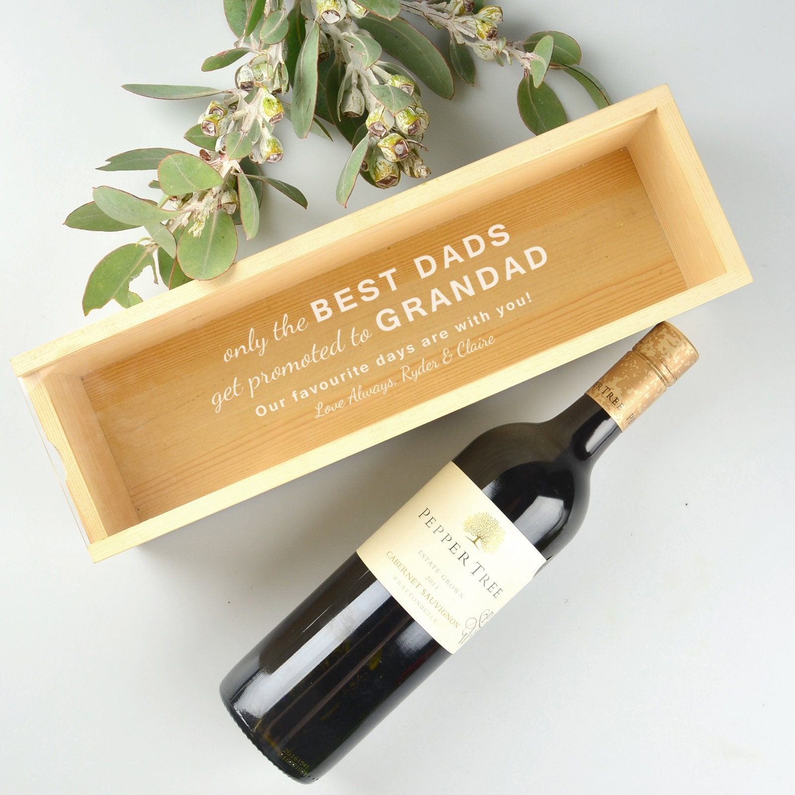 Fathers Day Wine Box - Personalised Engraved Wooden Champagne Presentation Box Gift for Dad Grandfather Uncle Men Him Grandpa Grandad