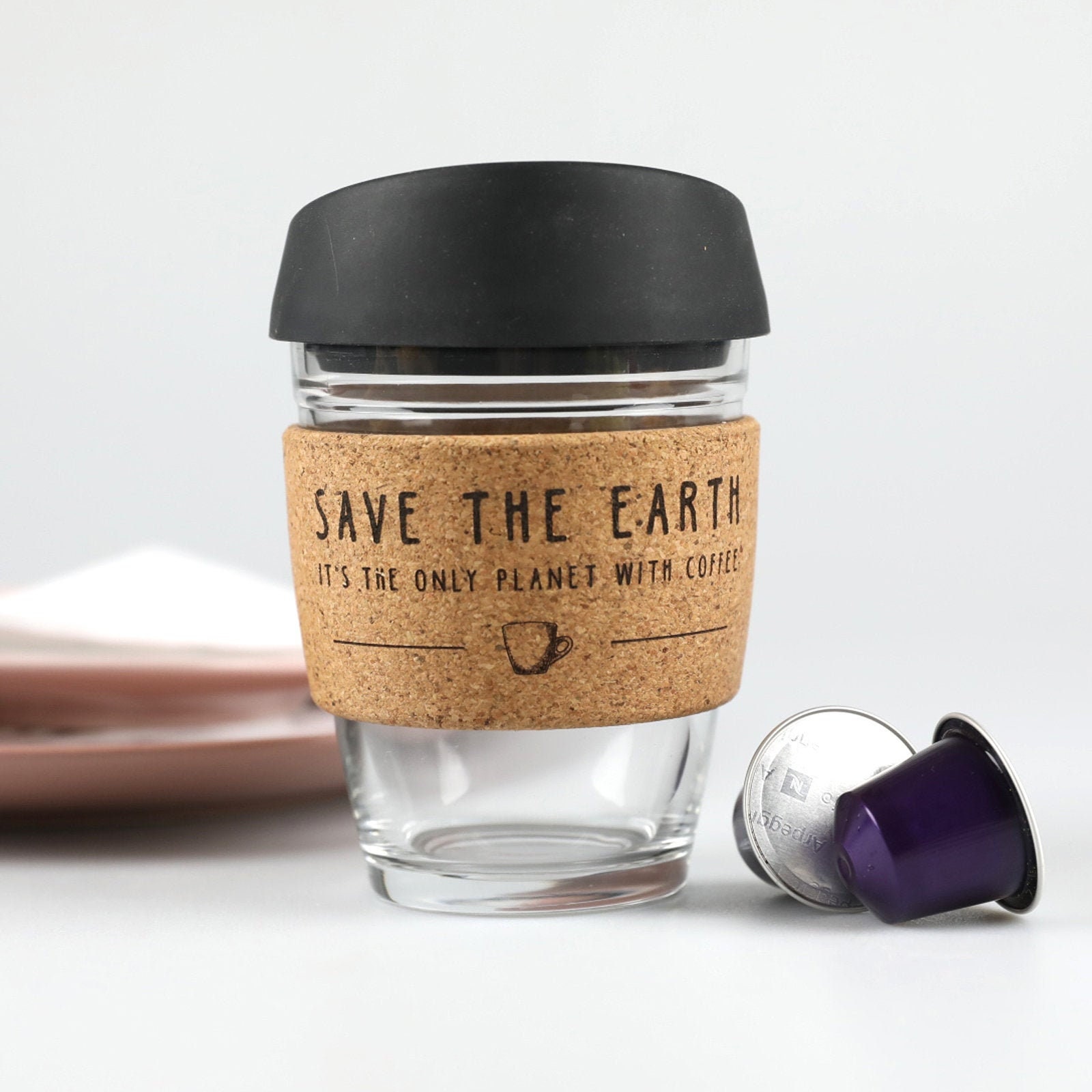 Engraved Cork Band Reusable Glass Coffee Keep Cup Etsy Australia