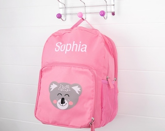 Personalised Koala Backpack for Kids – Custom Name Preschool Bag in Blue or Pink – Cute Koala Design for Girls & Boys – Toddler School Gift