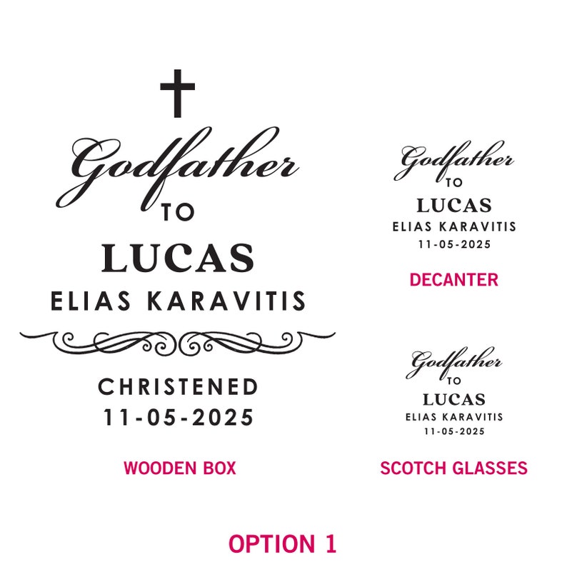 Godfather Name Decanter Set Personalised Engraved Whiskey Decanter