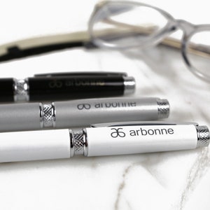 BULK Premium Pens Personalised Engraved Corporate Company Logo Name Black White Silver Premium Gift Boxed Pen Gift image 3