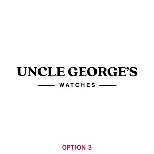 May include: Black and white logo for Uncle George's Watches. The logo features the text "Uncle George's" in a bold font and the word "Watches" in a smaller font below.