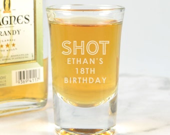 Birthday Personalised Milestone Shot Glass – Custom Engraved with Name & Date – Unique Gift or Keepsake for Special Celebration